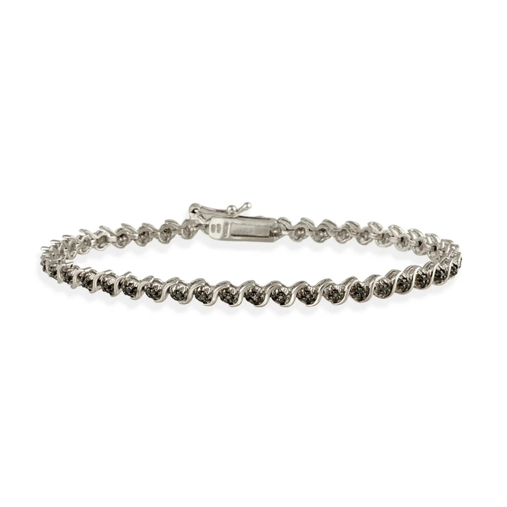 Landou Jewelry 925 Sterling Silver White, Black, or Champagne Cubic Zirconia Tennis Bracelet