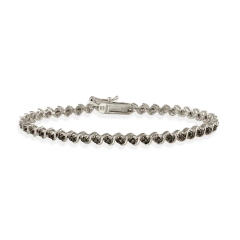 Landou Jewelry 925 Sterling Silver White, Black, or Champagne Cubic Zirconia Tennis Bracelet