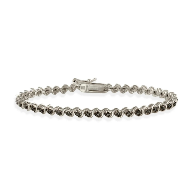 Landou Jewelry 925 Sterling Silver White, Black, or Champagne Cubic Zirconia Tennis Bracelet