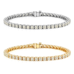 925 Sterling Silver 14K Gold Plated Round Cubic Zirconia Tennis Bracelet