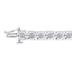 Landou Jewelry 925 Sterling Silver Cubic Zirconia Tennis Bracelet with Faceted Rhodium Plated