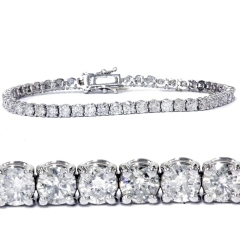 Landou Jewelry 925 Sterling Silver Cubic Zirconia Tennis Bracelet Rhodium Plated