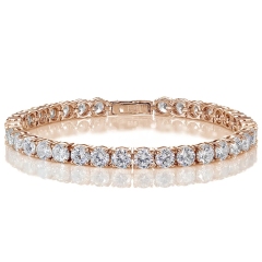 Landou Jewelry Sterling Silver Cubic Zirconia 5mm Round-cut Tennis Bracelet