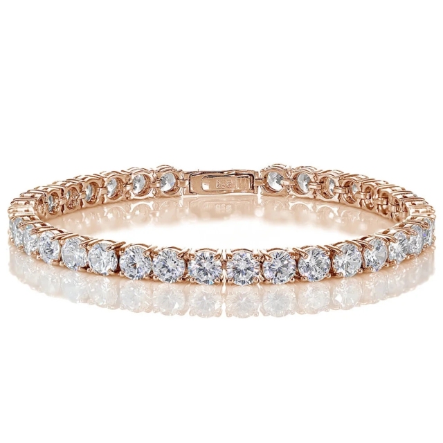 Landou Jewelry Sterling Silver Cubic Zirconia 5mm Round-cut Tennis Bracelet