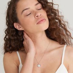 Landou Jewelry 925 Sterling Silver Sunbean Emblem Necklace Rhodium Plated