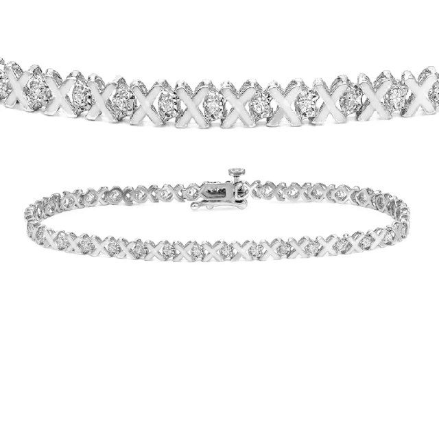 Landou Jewelry 925 Sterling Silver XOXO Cubic Zirconia Tennis Bracelet