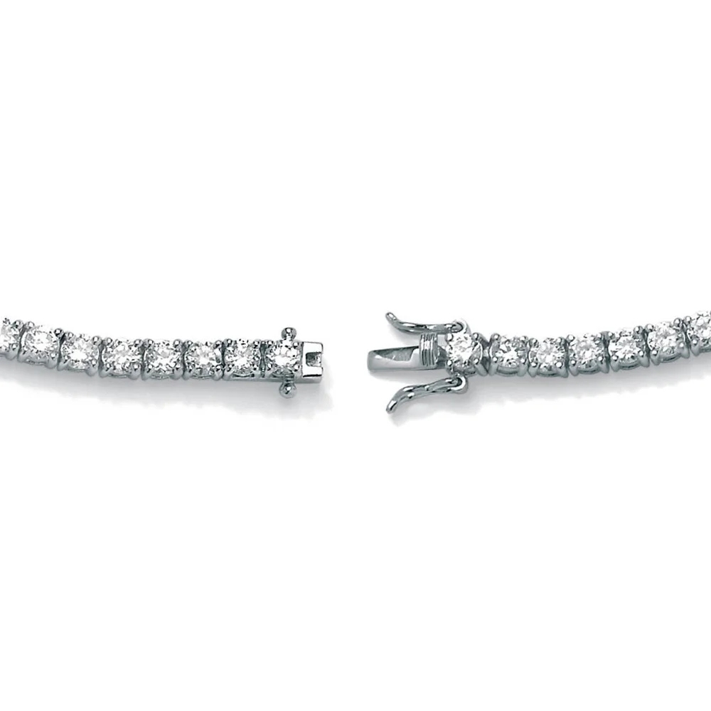 Landou Jewelry Sterling Silver Cubic Zirconia Rhodium Plated Tennis Bracelet for Women