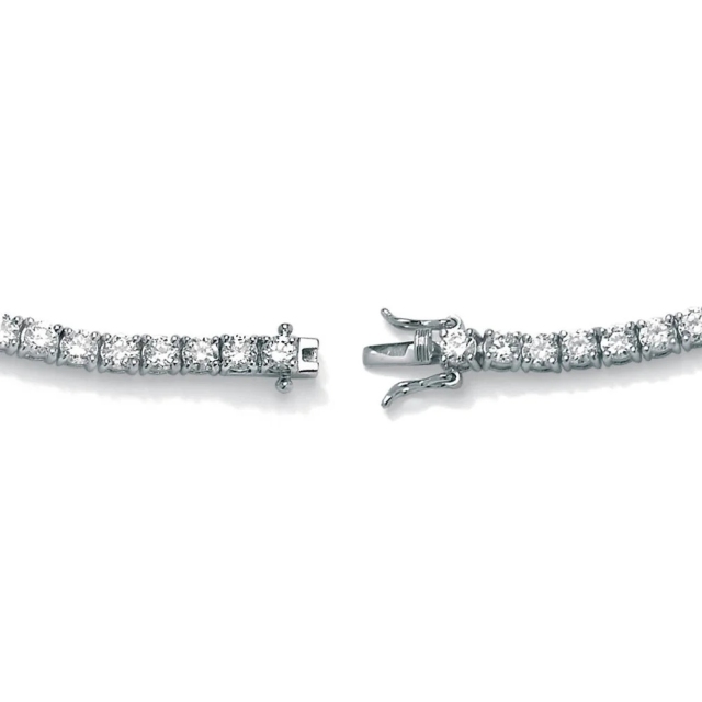 Landou Jewelry Sterling Silver Cubic Zirconia Rhodium Plated Tennis Bracelet for Women