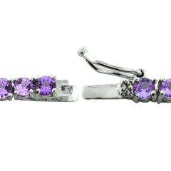 Landou Jewelry Sterling Silver African Amethyst Round Cubic Zirconia Tennis Bracelet