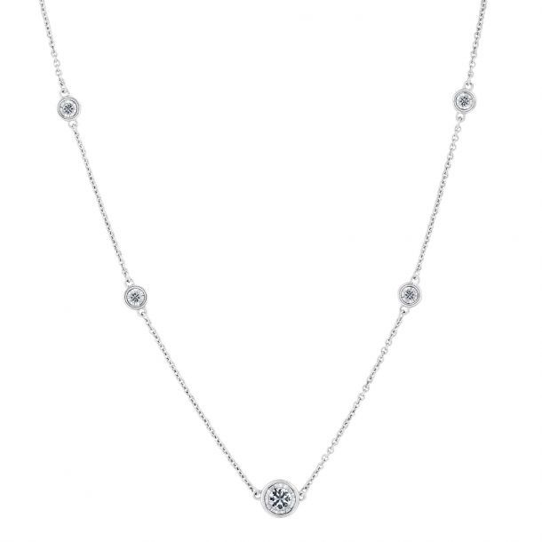Landou Jewelry 925 Sterling Silver White Rhodium Plated Cubic Zirconia CZ by the Yard Necklace 16+2"