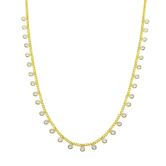 Landou Jewelry 925 Sterling Silver Gold Plated Cubic Zirconia Dangle Necklace 16+2"