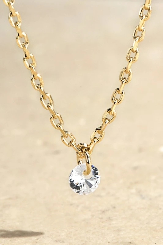Landou Jewelry 925 Sterling Silver Layering Mini Cubic Zirconia Charm Necklace