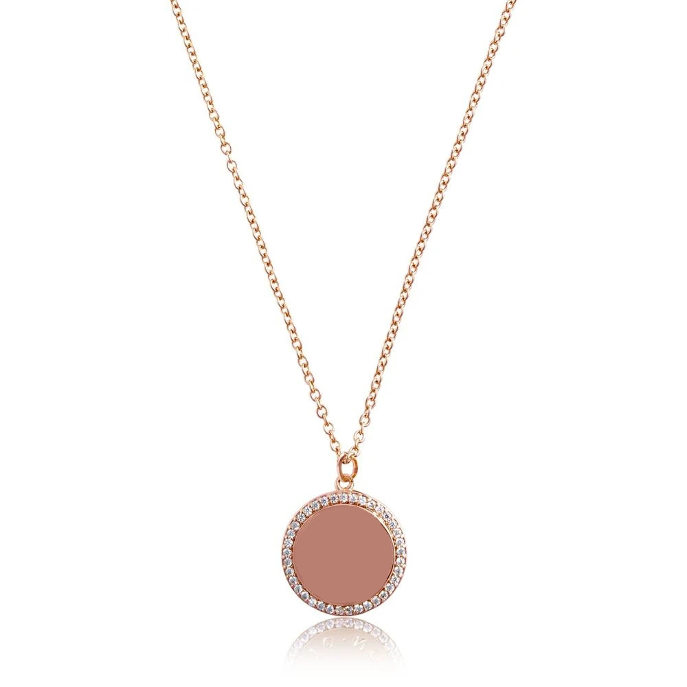 Landou Jewelry 925 Sterling Silver Cubic Zirconia Disc Necklace