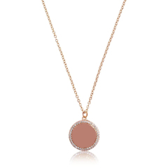 Landou Jewelry 925 Sterling Silver Cubic Zirconia Disc Necklace