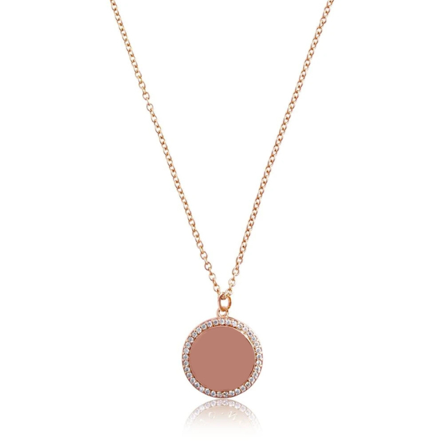 Landou Jewelry 925 Sterling Silver Cubic Zirconia Disc Necklace