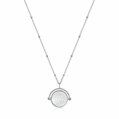 Landou Jewelry 925 Sterling Silver Sunbean Emblem Necklace Rhodium Plated