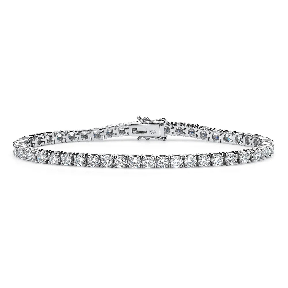 Landou Jewelry Sterling Silver Cubic Zirconia Rhodium Plated Tennis Bracelet for Women