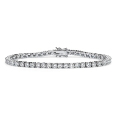 Landou Jewelry Sterling Silver Cubic Zirconia Rhodium Plated Tennis Bracelet for Women