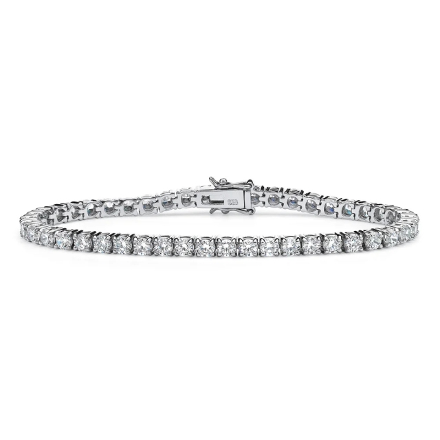 Landou Jewelry Sterling Silver Cubic Zirconia Rhodium Plated Tennis Bracelet for Women