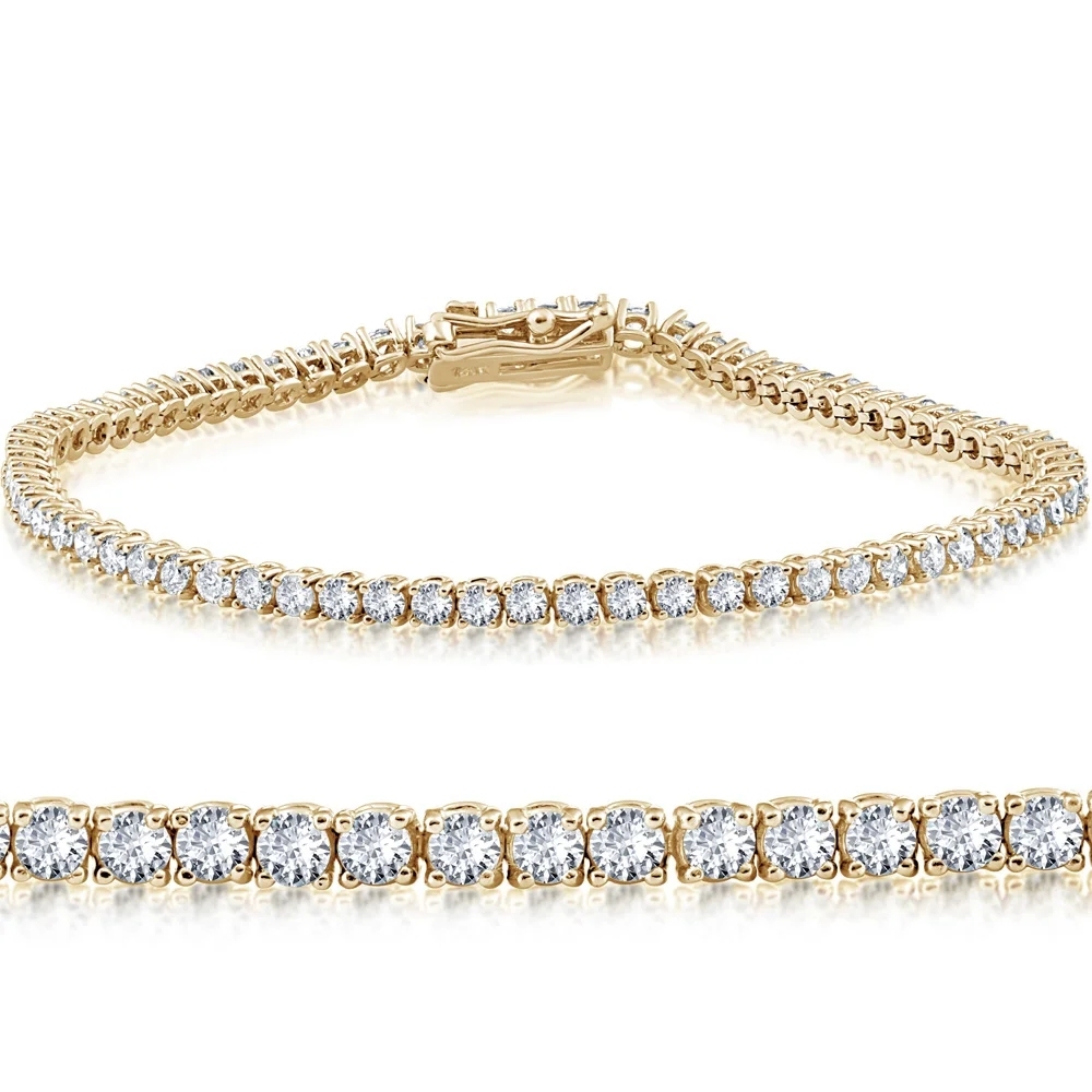 Landou Jewelry Sterling Silver Round Cubic Zirconia Rhodium Plated Tennis Bracelet for Women