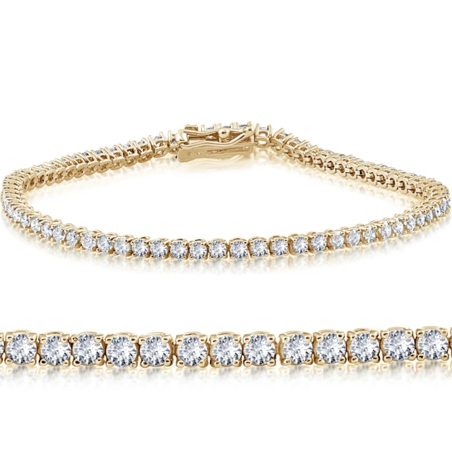 Landou Jewelry Sterling Silver Round Cubic Zirconia Rhodium Plated Tennis Bracelet for Women