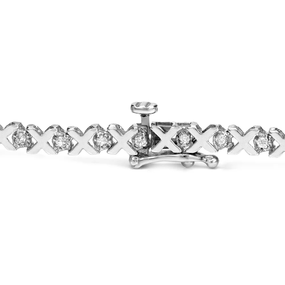 Landou Jewelry 925 Sterling Silver XOXO Cubic Zirconia Tennis Bracelet