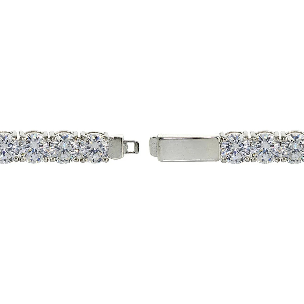 Landou Jewelry Sterling Silver Cubic Zirconia 5mm Round-cut Tennis Bracelet