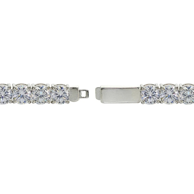 Landou Jewelry Sterling Silver Cubic Zirconia 5mm Round-cut Tennis Bracelet