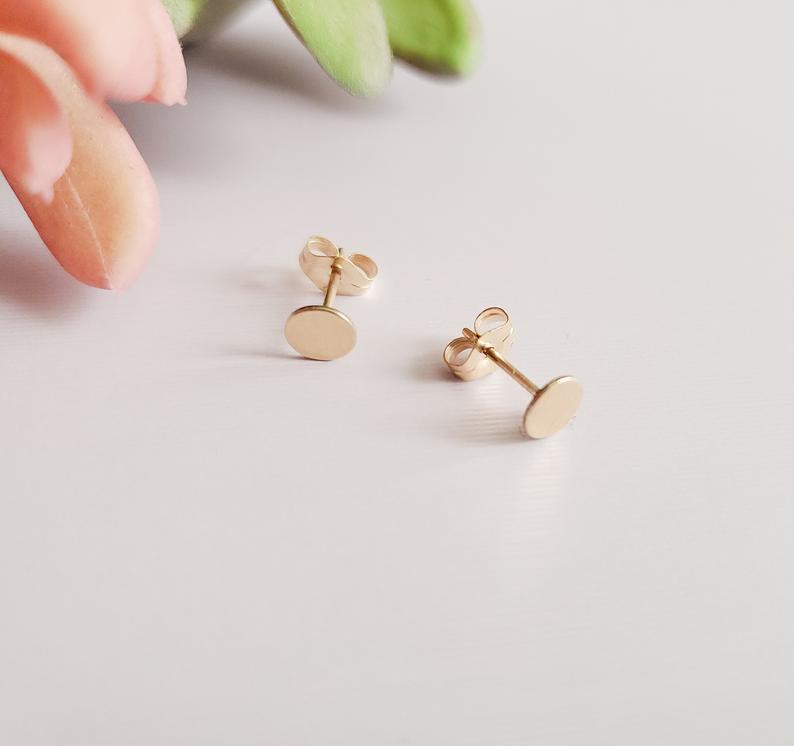 Circle Sterling Silver Studs, Minimalist Stud Earrings, Circle Posts Simple, Dainty Minimalist, Tiny Studs Earrings