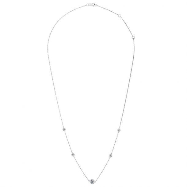 Landou Jewelry 925 Sterling Silver White Rhodium Plated Cubic Zirconia CZ by the Yard Necklace 16+2"