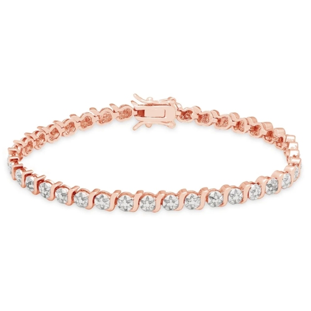 Landou Jewelry Sterling Silver Cubic Zirconia Accent S-link Tennis Bracelet