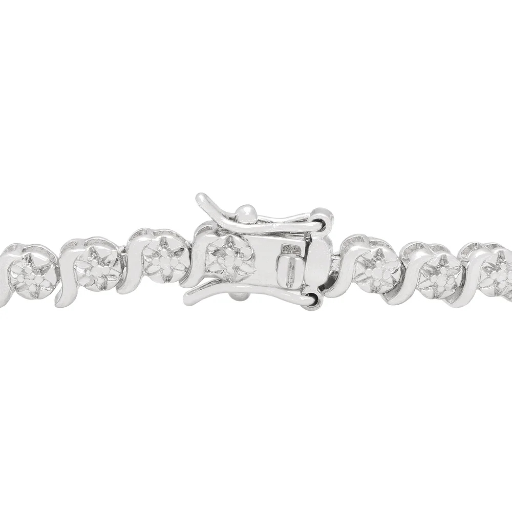 Landou Jewelry Sterling Silver Cubic Zirconia Accent S-link Tennis Bracelet