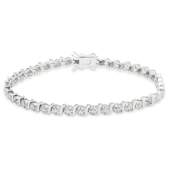 Landou Jewelry Sterling Silver Cubic Zirconia Accent S-link Tennis Bracelet