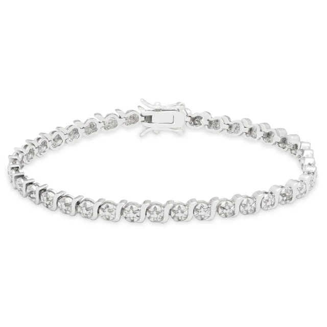 Landou Jewelry Sterling Silver Cubic Zirconia Accent S-link Tennis Bracelet