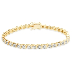 Landou Jewelry Sterling Silver Cubic Zirconia Accent S-link Tennis Bracelet