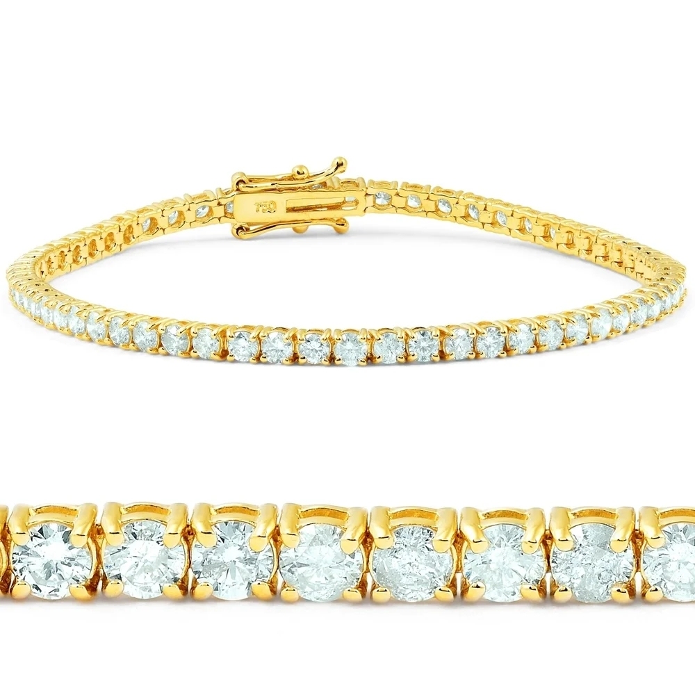 Landou Jewelry Sterling Silver Cubic Zirconia 18K Yellow Gold Tennis Bracelet