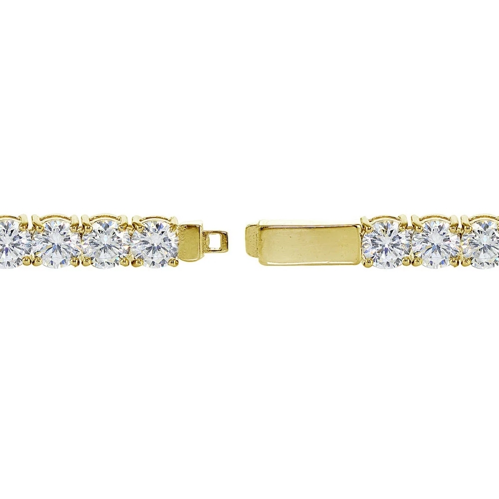 Landou Jewelry Sterling Silver Cubic Zirconia 5mm Round-cut Tennis Bracelet