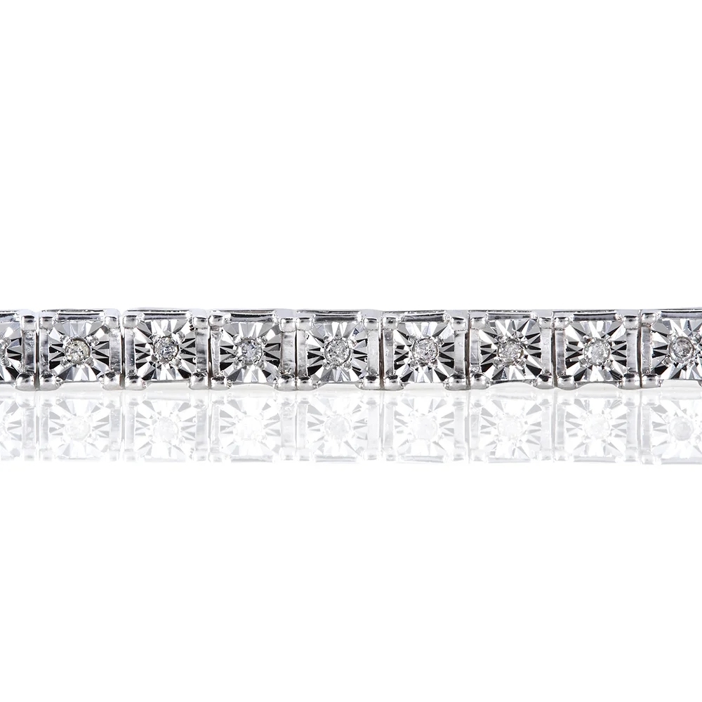 Landou Jewelry Sterling Silver Illusion Set Cubic Zirconia Tennis Bracelet