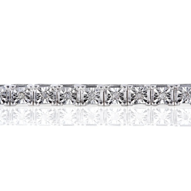 Landou Jewelry Sterling Silver Illusion Set Cubic Zirconia Tennis Bracelet