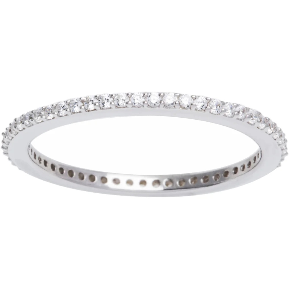 Landou Jewelry Sterling Silver Cubic Zirconia Eternity Stackable Ring