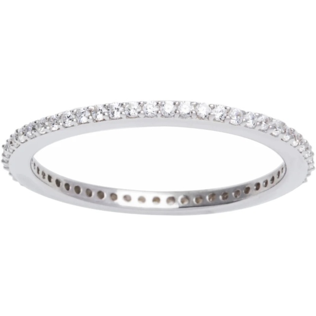 Landou Jewelry Sterling Silver Cubic Zirconia Eternity Stackable Ring