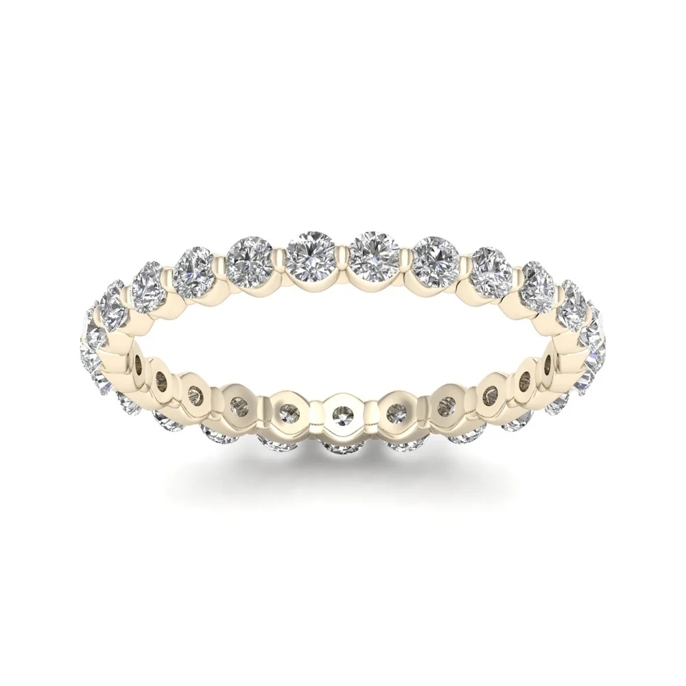 Landou Jewelry Sterling Silver Cubic Zirconia 14K Gold Plated Eternity Wedding Band Ring