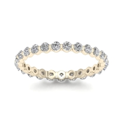 Landou Jewelry Sterling Silver Cubic Zirconia 14K Gold Plated Eternity Wedding Band Ring