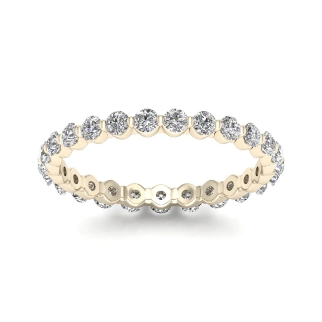 Landou Jewelry Sterling Silver Cubic Zirconia 14K Gold Plated Eternity Wedding Band Ring