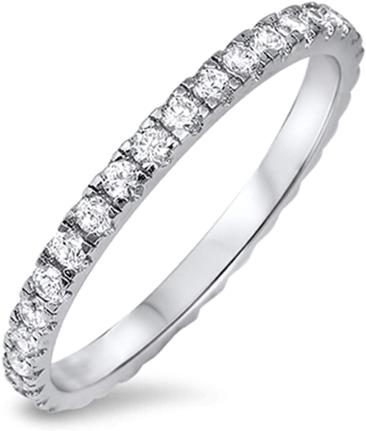 Landou Jewelry Sterling Silver White Cubic Zirconia Ring for Women
