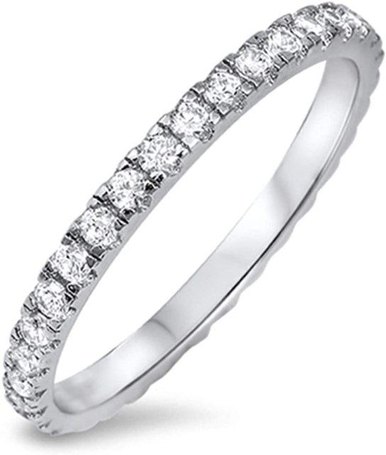 Landou Jewelry Sterling Silver White Cubic Zirconia Ring for Women