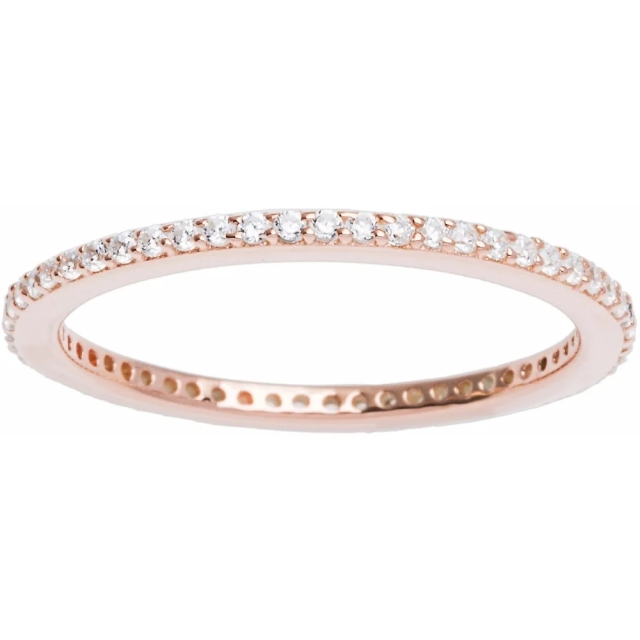 Landou Jewelry Sterling Silver Cubic Zirconia Eternity Stackable Ring