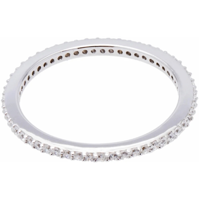 Landou Jewelry Sterling Silver Cubic Zirconia Eternity Stackable Ring