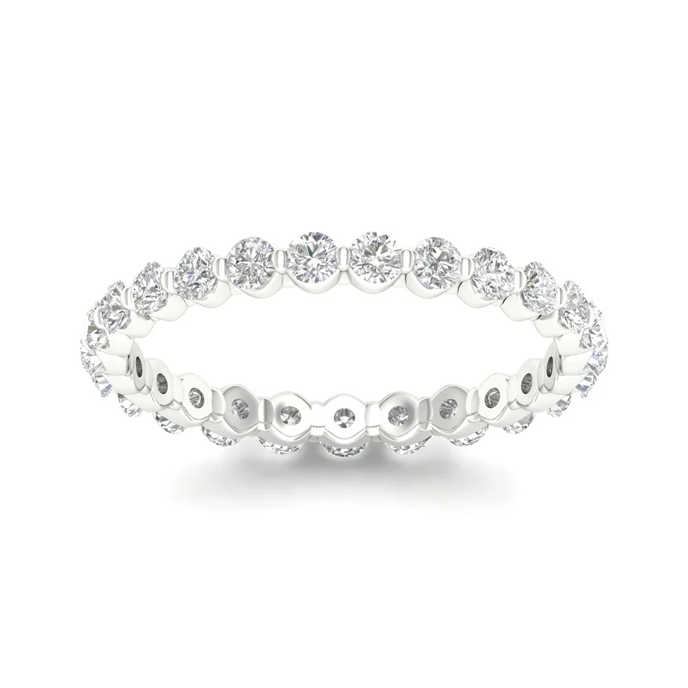 Landou Jewelry Sterling Silver Cubic Zirconia 14K Gold Plated Eternity Wedding Band Ring