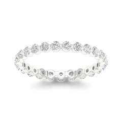 Landou Jewelry Sterling Silver Cubic Zirconia 14K Gold Plated Eternity Wedding Band Ring